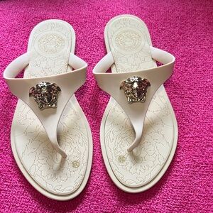 Versace Ivory Sandals with Medusa Detail